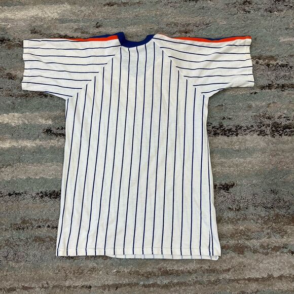 New York Mets Shirt Adult Large White Vintage Sand-Knit Stripe MLB Baseball READ - Picture 4 of 9